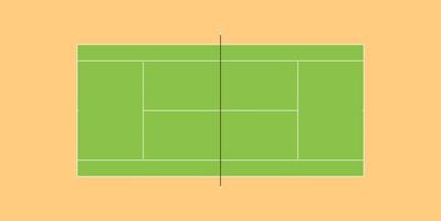 Empty scheme of tennis court with observance of standard proportions, with markings, vector isolated.