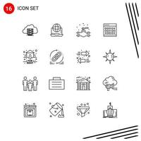 16 Universal Outlines Set for Web and Mobile Applications event calendar connection system plumber Editable Vector Design Elements