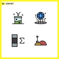 Set of 4 Modern UI Icons Symbols Signs for big data and science concept column funnel earth summary Editable Vector Design Elements
