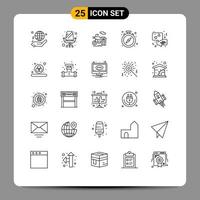 Pack of 25 creative Lines of communication time sitting watch pause Editable Vector Design Elements