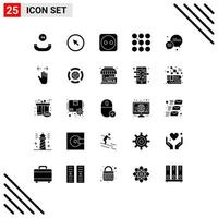 Group of 25 Solid Glyphs Signs and Symbols for chat security electricity password code Editable Vector Design Elements