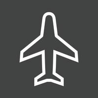 icono invertido de la línea de pasajeros del avión aerodinámico vector