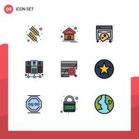 Set of 9 Modern UI Icons Symbols Signs for analytic shared compliance server hosting privacy Editable Vector Design Elements