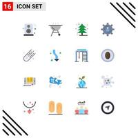 16 Universal Flat Color Signs Symbols of comet productivity christmas tree production gear Editable Pack of Creative Vector Design Elements