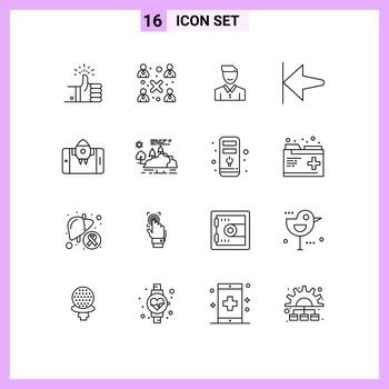 Modern Set of 16 Outlines and symbols such as home user workgroup person happy Editable Vector Design Elements