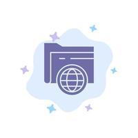 Folder Storage Fie Globe Blue Icon on Abstract Cloud Background vector