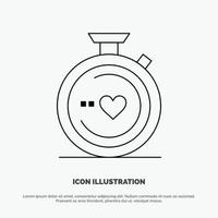 Compass Love Heart Wedding Line Icon Vector