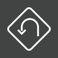 U-turn Sign Line Inverted Icon vector