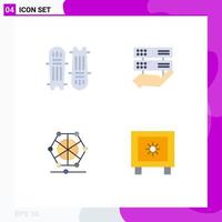 Set of 4 Modern UI Icons Symbols Signs for cricket machine cricket equipment hand language Editable Vector Design Elements