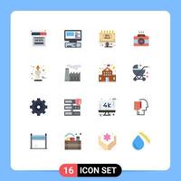 Universal Icon Symbols Group of 16 Modern Flat Colors of candle images info video cam camera Editable Pack of Creative Vector Design Elements