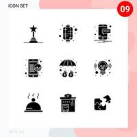 9 Creative Icons Modern Signs and Symbols of umbrella deposit mobile online data mobile Editable Vector Design Elements