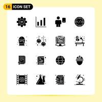 Set of 16 Modern UI Icons Symbols Signs for basket management body implementation code Editable Vector Design Elements