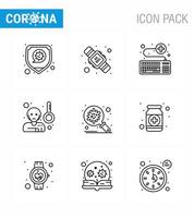 25 Coronavirus Emergency Iconset Blue Design such as bacteria sick attach virus survice viral coronavirus 2019nov disease Vector Design Elements