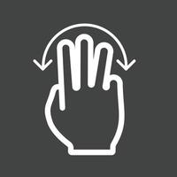 Three Fingers Rotate Line Inverted Icon vector