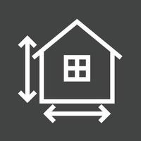 línea de medidas de la casa icono invertido vector