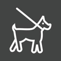 Dog on Leash Line Inverted Icon vector