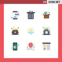 Stock Vector Icon Pack of 9 Line Signs and Symbols for light saving office save investment Editable Vector Design Elements