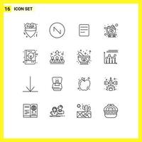 16 Universal Outlines Set for Web and Mobile Applications notebook brand identity text book shopping Editable Vector Design Elements
