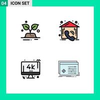 4 Filledline Flat Color concept for Websites Mobile and Apps green screen save estate pc Editable Vector Design Elements