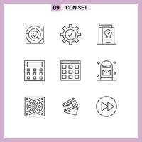 User Interface Pack of 9 Basic Outlines of interface math book engineering legend Editable Vector Design Elements