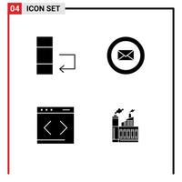 Pictogram Set of 4 Simple Solid Glyphs of change website mail content building Editable Vector Design Elements