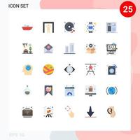 Modern Set of 25 Flat Colors Pictograph of interface design heart smart watch envelope Editable Vector Design Elements