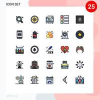 Set of 25 Modern UI Icons Symbols Signs for plug electric invoice layout frame Editable Vector Design Elements
