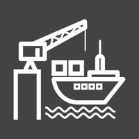 Delivery via Shipping Line Inverted Icon vector