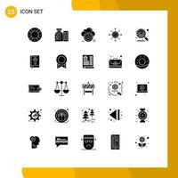 Pictogram Set of 25 Simple Solid Glyphs of target dart shutdown board off Editable Vector Design Elements