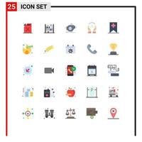 25 User Interface Flat Color Pack of modern Signs and Symbols of plus protection machine people caring Editable Vector Design Elements