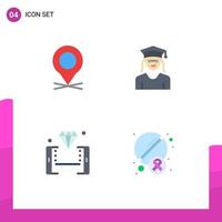 Modern Set of 4 Flat Icons and symbols such as location online pin graduation shopping Editable Vector Design Elements