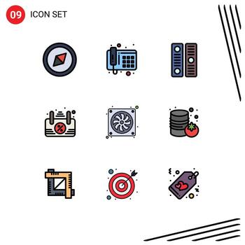 Stock Vector Icon Pack of 9 Line Signs and Symbols for vegetable canned board hardware computer Editable Vector Design Elements