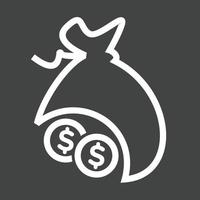 Dollar Currency with bag Line Inverted Icon vector