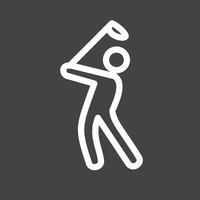 icono de línea de jugador de golf invertida vector