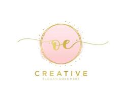 Initial OE feminine logo. Usable for Nature, Salon, Spa, Cosmetic and Beauty Logos. Flat Vector Logo Design Template Element.