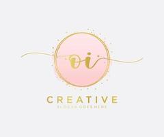 Initial OI feminine logo. Usable for Nature, Salon, Spa, Cosmetic and Beauty Logos. Flat Vector Logo Design Template Element.