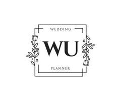 logotipo femenino wu inicial. utilizable para logotipos de naturaleza, salón, spa, cosmética y belleza. elemento de plantilla de diseño de logotipo de vector plano.