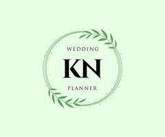 KN Initials letter Wedding monogram logos collection, hand drawn modern minimalistic and floral templates for Invitation cards, Save the Date, elegant identity for restaurant, boutique, cafe in vector