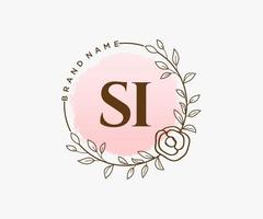 Initial SI feminine logo. Usable for Nature, Salon, Spa, Cosmetic and Beauty Logos. Flat Vector Logo Design Template Element.