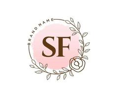 Initial SF feminine logo. Usable for Nature, Salon, Spa, Cosmetic and Beauty Logos. Flat Vector Logo Design Template Element.