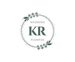 KR Initials letter Wedding monogram logos collection, hand drawn modern minimalistic and floral templates for Invitation cards, Save the Date, elegant identity for restaurant, boutique, cafe in vector