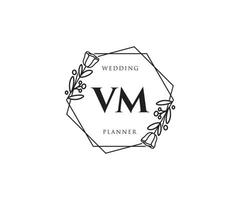 Initial VM feminine logo. Usable for Nature, Salon, Spa, Cosmetic and Beauty Logos. Flat Vector Logo Design Template Element.