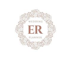 ER Initials letter Wedding monogram logos collection, hand drawn modern minimalistic and floral templates for Invitation cards, Save the Date, elegant identity for restaurant, boutique, cafe in vector