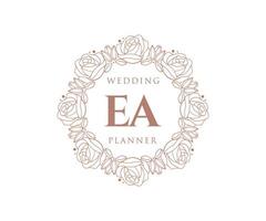 EA Initials letter Wedding monogram logos collection, hand drawn modern minimalistic and floral templates for Invitation cards, Save the Date, elegant identity for restaurant, boutique, cafe in vector