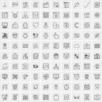 paquete de 100 iconos de líneas universales para móviles y web vector