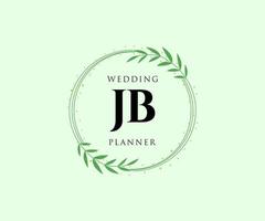 colección de logotipos de monograma de boda con letras iniciales jb, plantillas florales y minimalistas modernas dibujadas a mano para tarjetas de invitación, guardar la fecha, identidad elegante para restaurante, boutique, café en vector