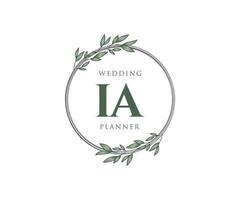 colección de logotipos de monograma de boda con letras iniciales ia, plantillas florales y minimalistas modernas dibujadas a mano para tarjetas de invitación, guardar la fecha, identidad elegante para restaurante, boutique, café en vector