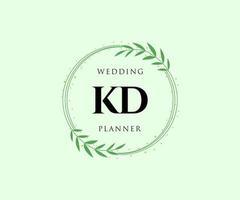 colección de logotipos de monograma de boda con letras iniciales kd, plantillas florales y minimalistas modernas dibujadas a mano para tarjetas de invitación, guardar la fecha, identidad elegante para restaurante, boutique, café en vector