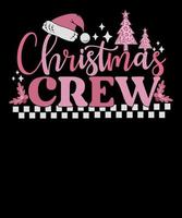 Christmas Crew Matching Family Retro Vintage Pink Christmas T shirt Design vector