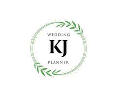 colección de logotipos de monograma de boda con letras iniciales kj, plantillas florales y minimalistas modernas dibujadas a mano para tarjetas de invitación, guardar la fecha, identidad elegante para restaurante, boutique, café en vector